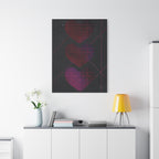 Three Hearts Level One Retro Gamer Canvas Art | Minimalist 8-Bit Pixel Love Wall Decor