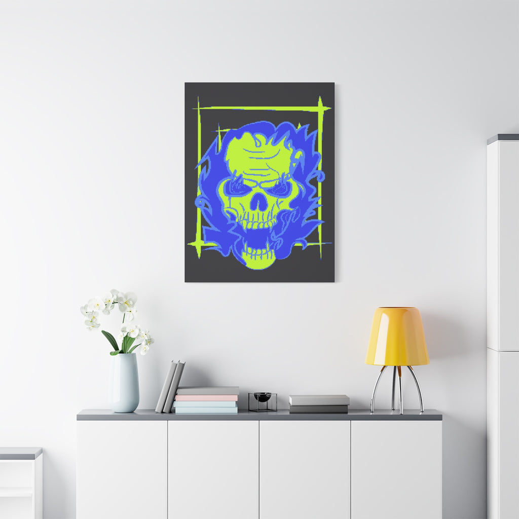Skull of Mental Fire Canvas Wall Art - Psychedelic Gothic Decor