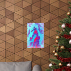 Retro Ice Cave Poster - Cool-Toned Glitch Aesthetic Art Print