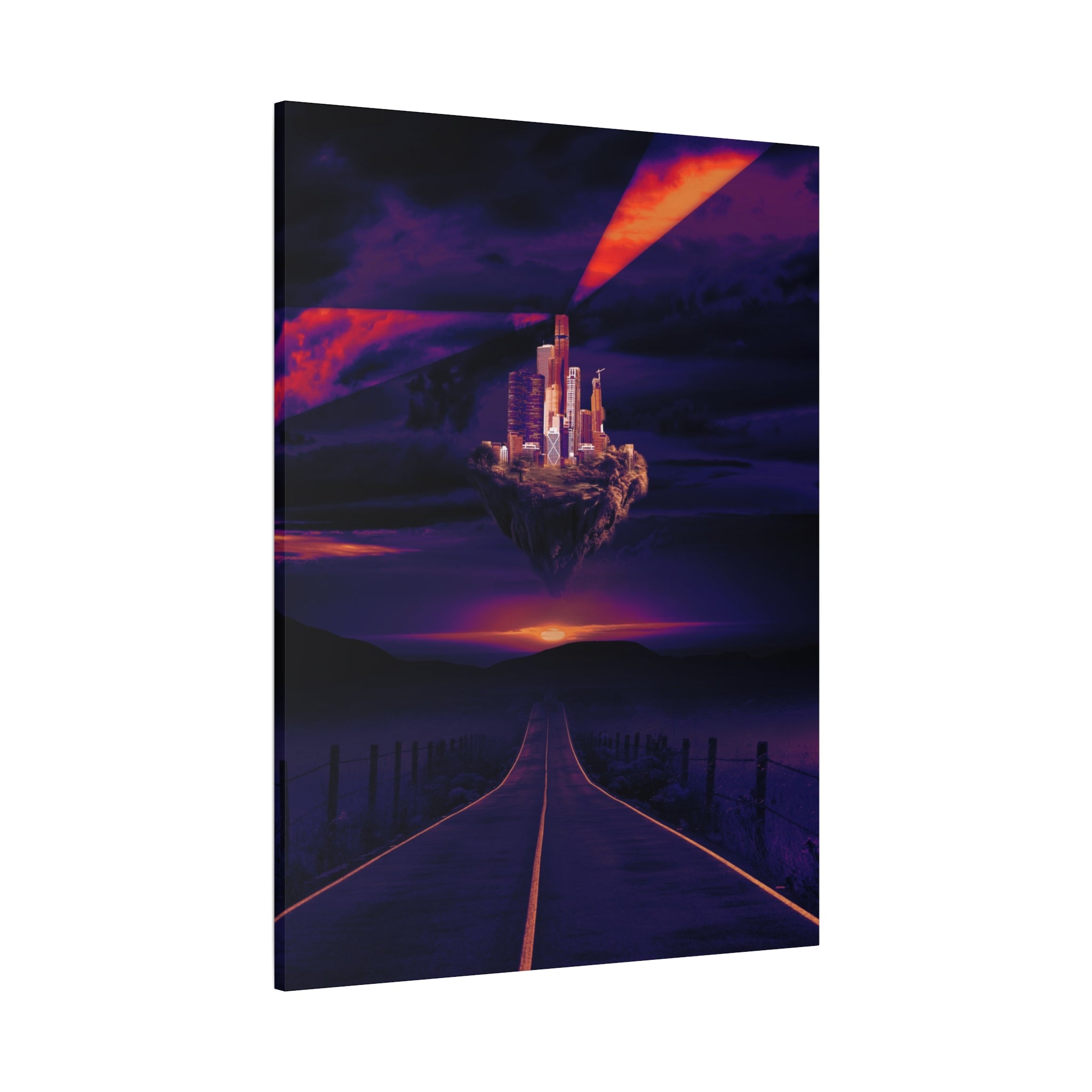Abandoned City Canvas Wall Art - Sci-Fi Desert Ruins Decor