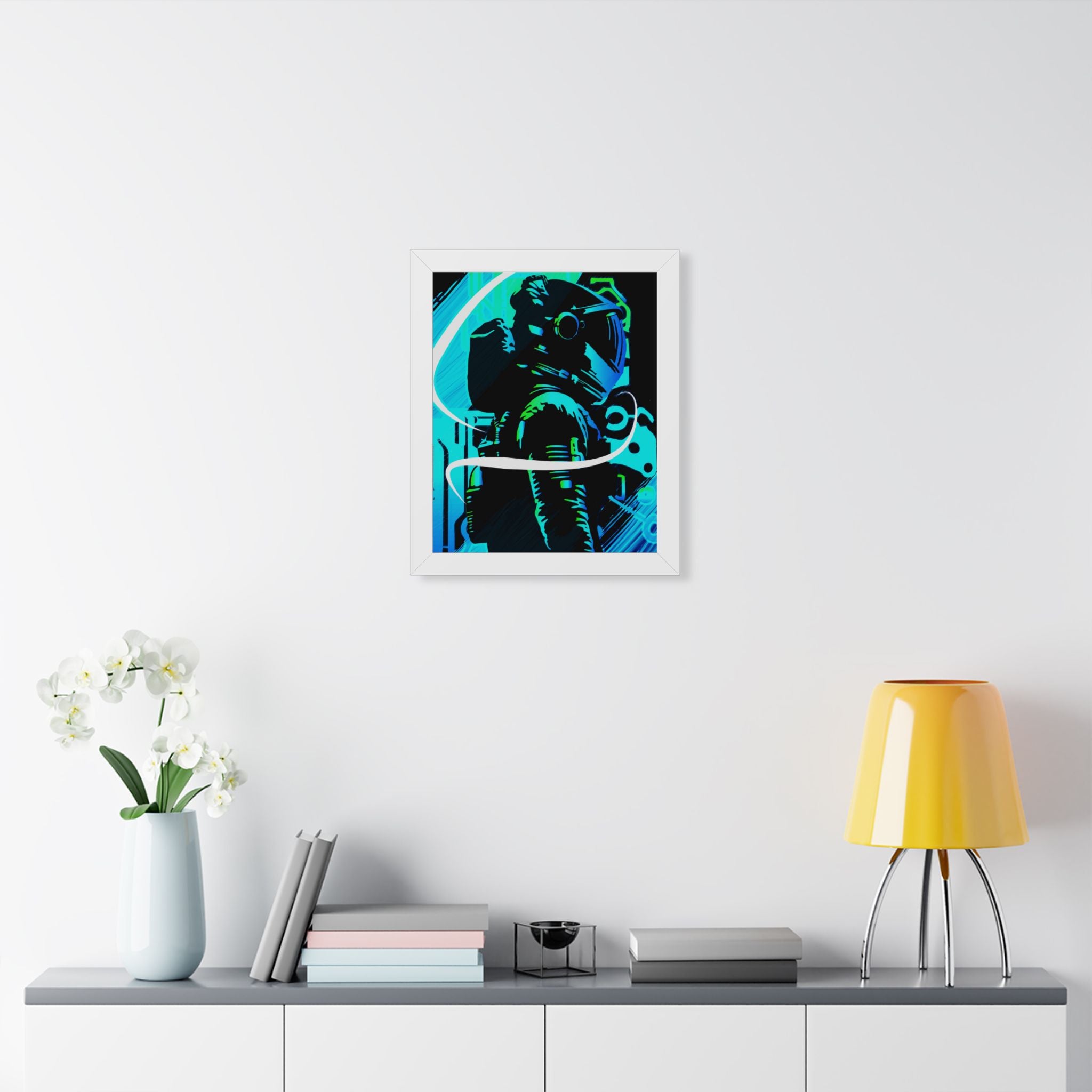 Grunge Paint Blast Framed Poster - Splatter Astronaut Wall Art