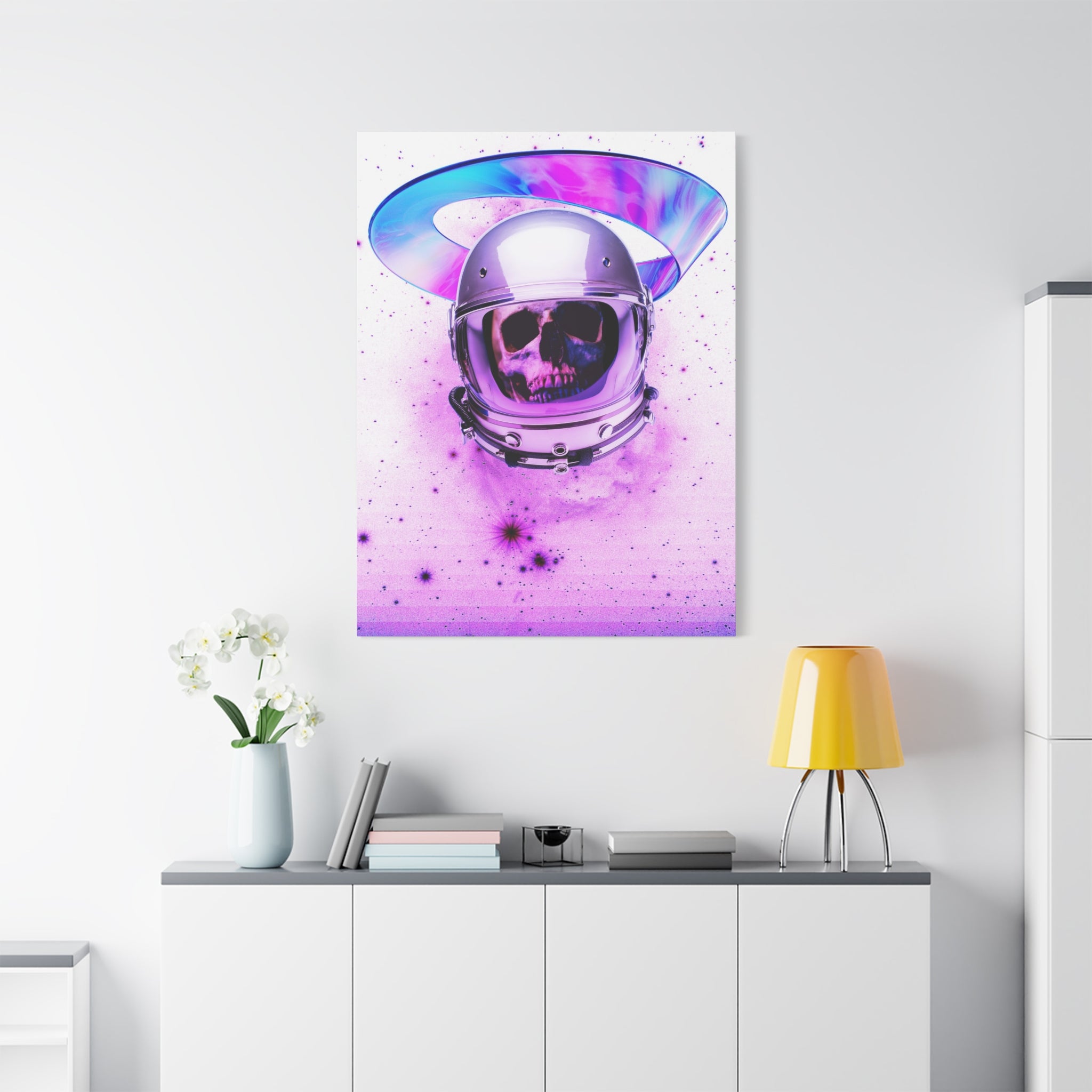Astronaut Skeleton Skull Canvas Wall Art - Dark Space Skull Decor