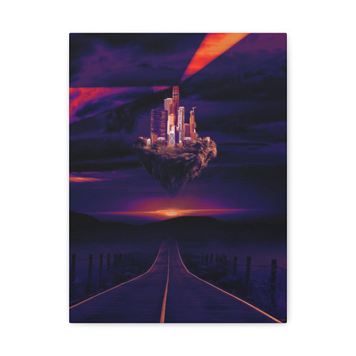 Abandoned City Canvas Wall Art - Sci-Fi Desert Ruins Decor