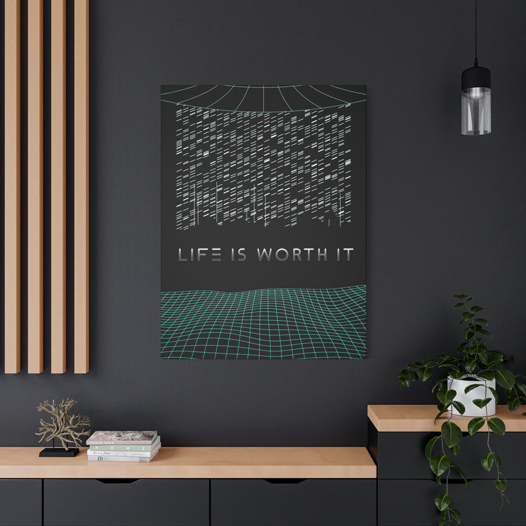 Life Is Worth It Canvas Wall Art - Abstract Symbolic Cyber Decor
