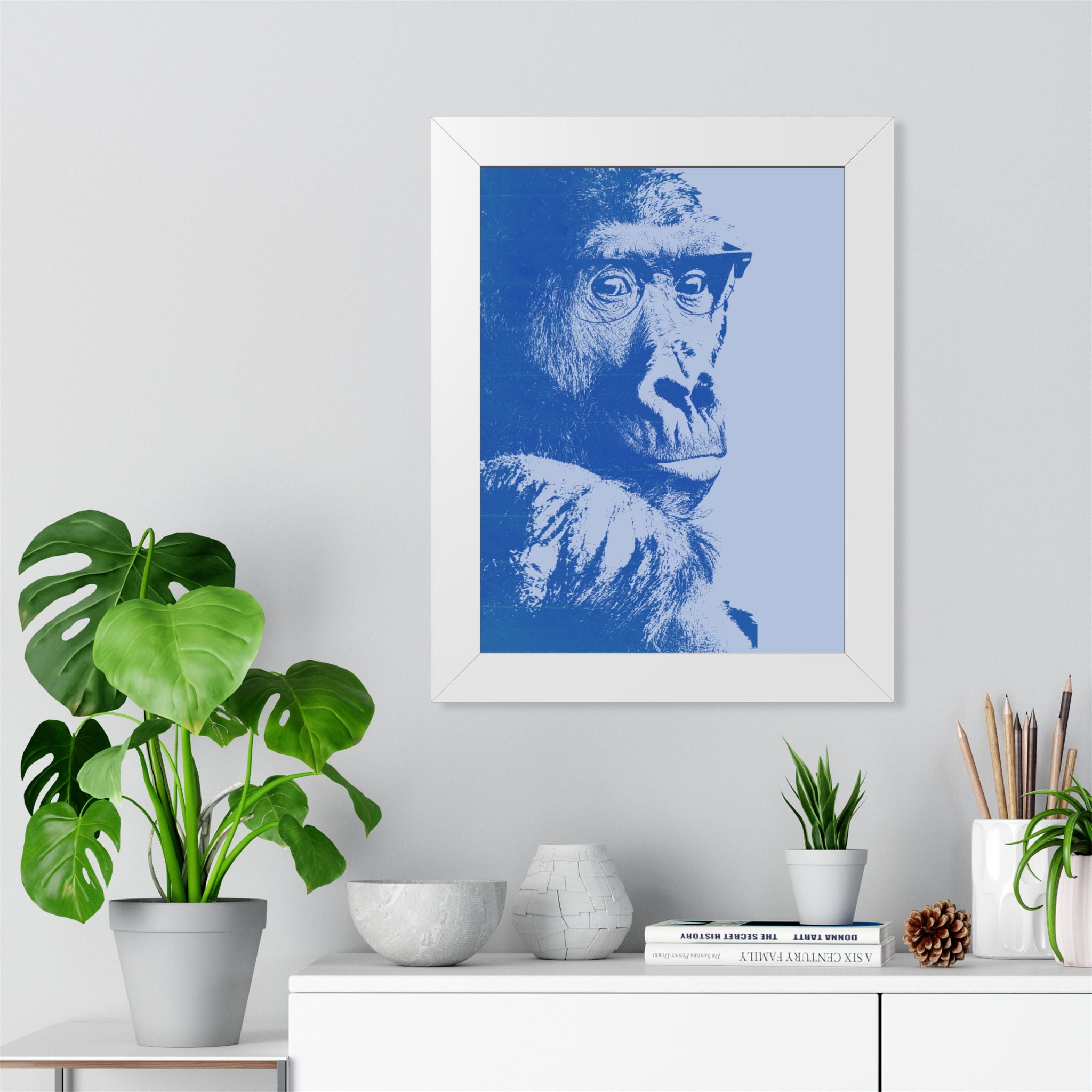 Educated Gorilla Framed Poster - Abstract Primate Wall Art