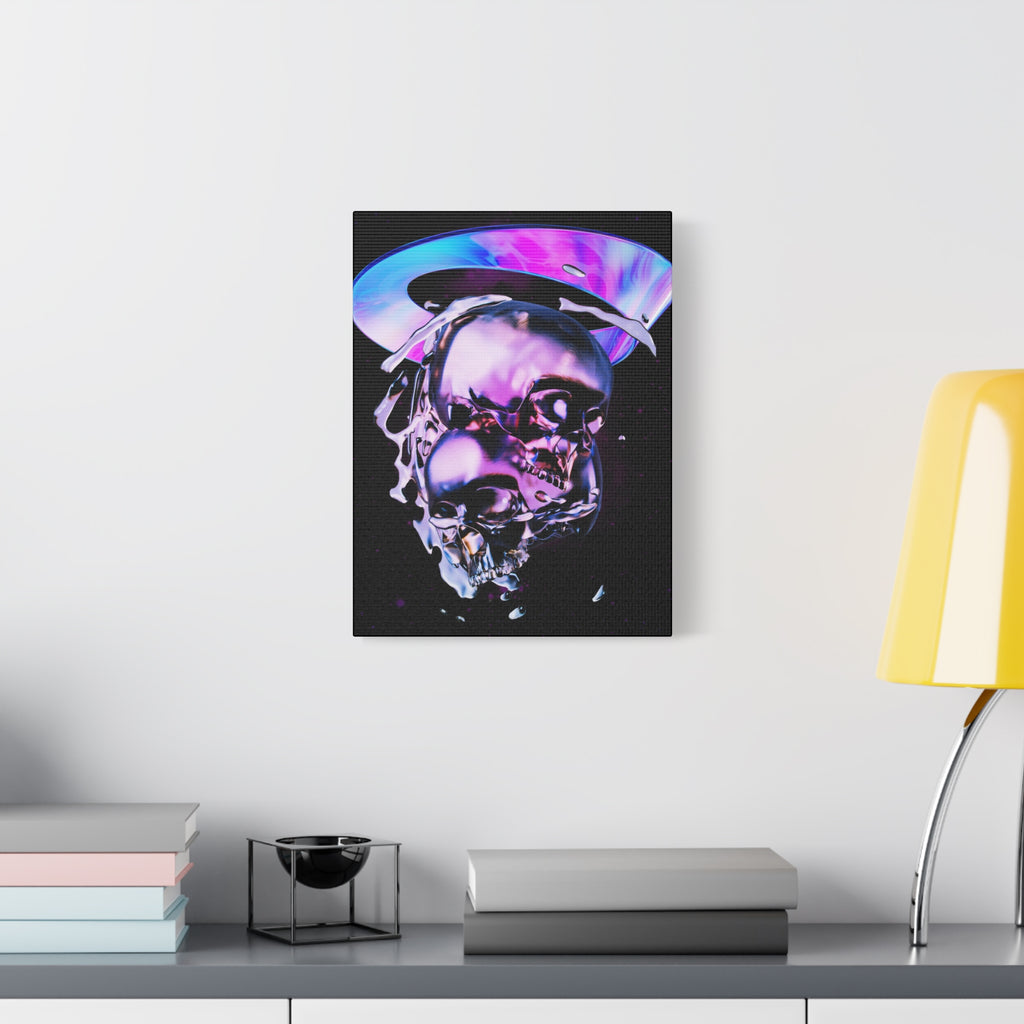 Melted Skeleton Skulls Canvas Wall Art - Gothic Cosmic Skull Decor