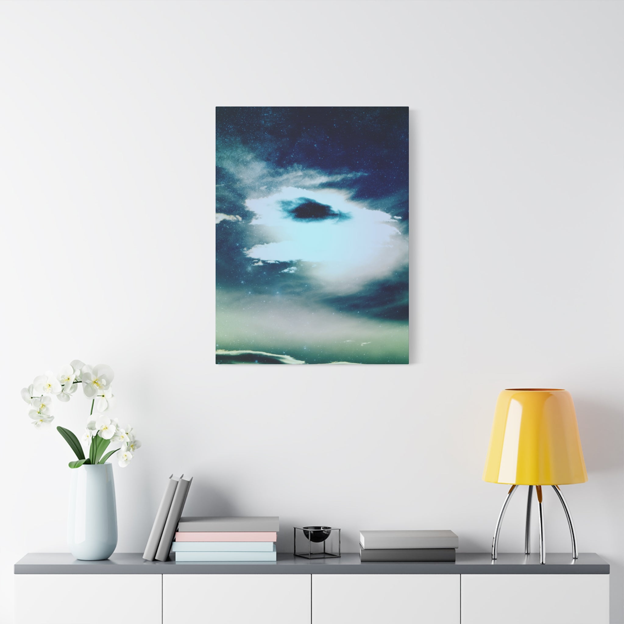 Sunset Space Mountains Canvas Art | Retro Vaporwave Galactic Landscape Wall Decor
