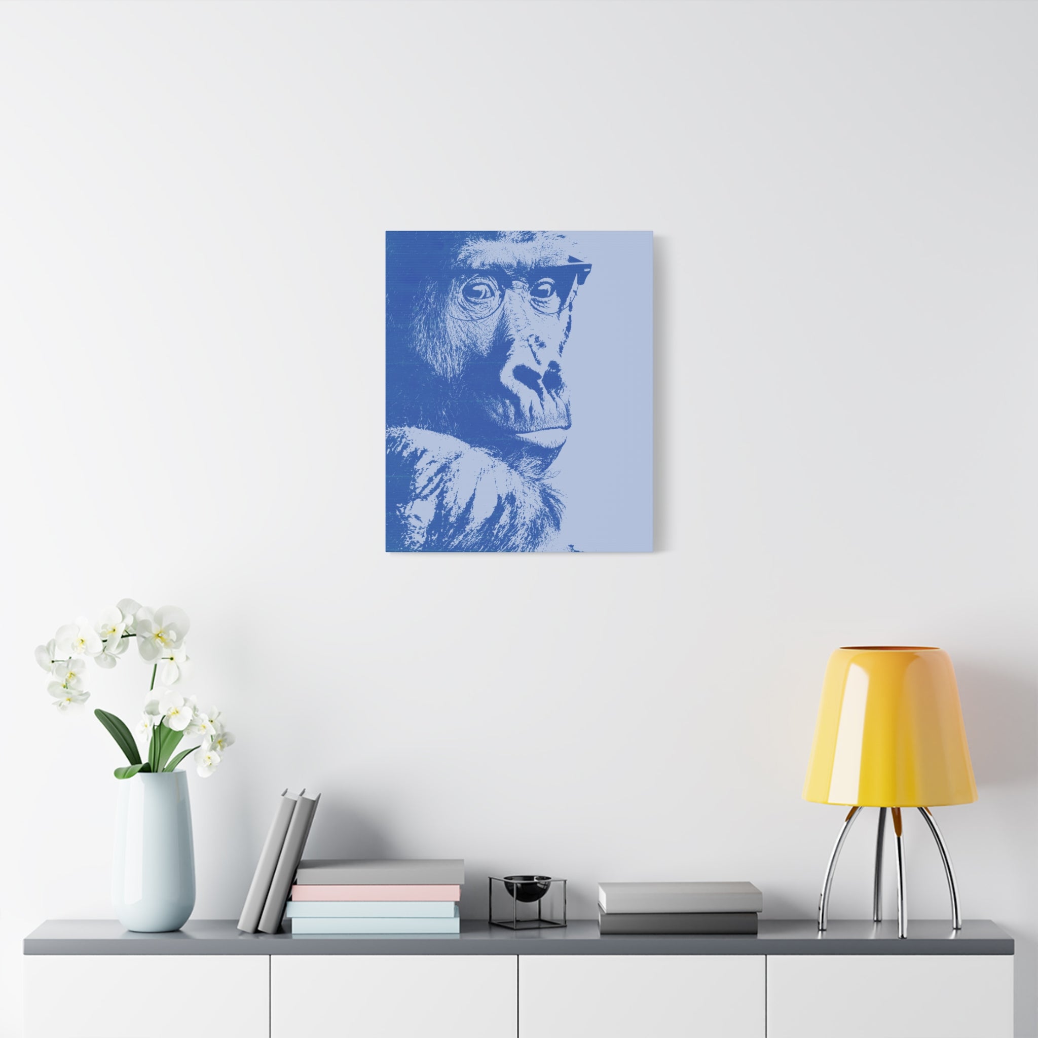 Educated Gorilla Canvas Wall Art - Abstract Modern Primate Decor