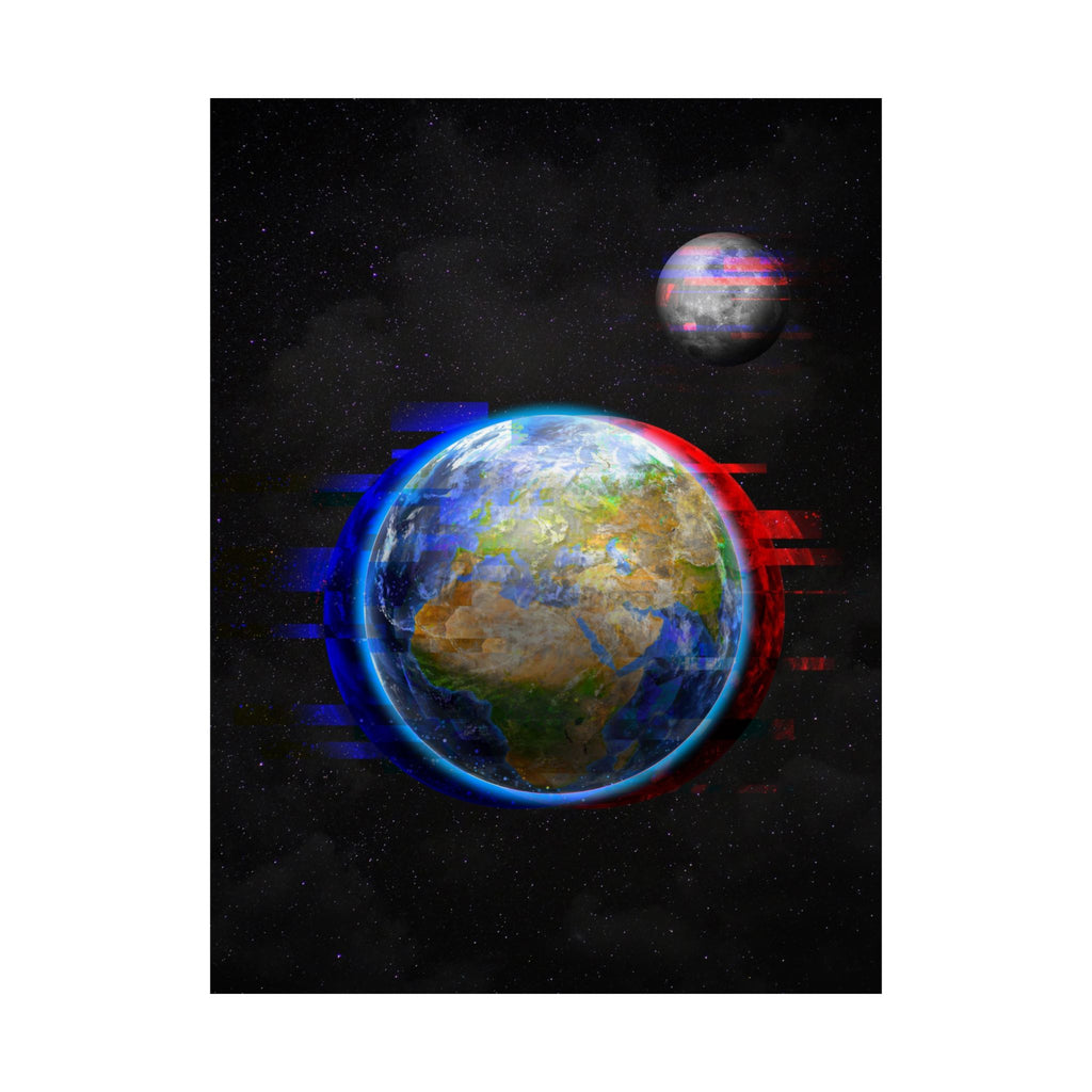 Earth Glitched Poster - Digital Glitch Space Art Print