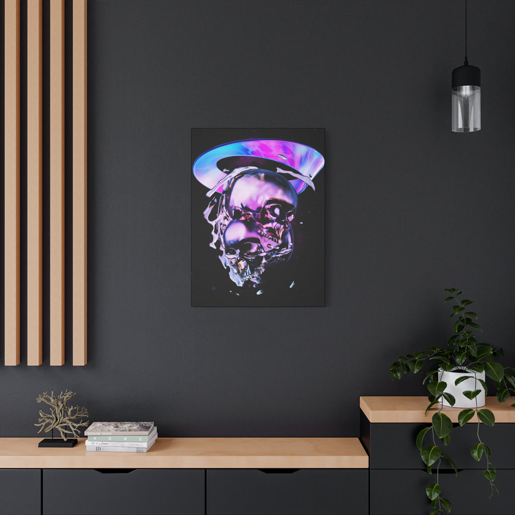 Melted Skeleton Skulls Canvas Wall Art - Gothic Cosmic Skull Decor