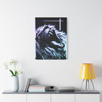 CRT Lion Retro Wave Canvas Art - 80s Vaporwave Neon Decor
