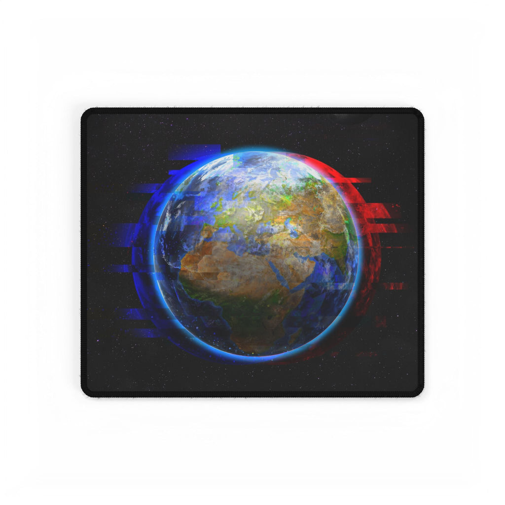 Earth Glitched Mouse Pad - Geometric Glitch Desk Mat
