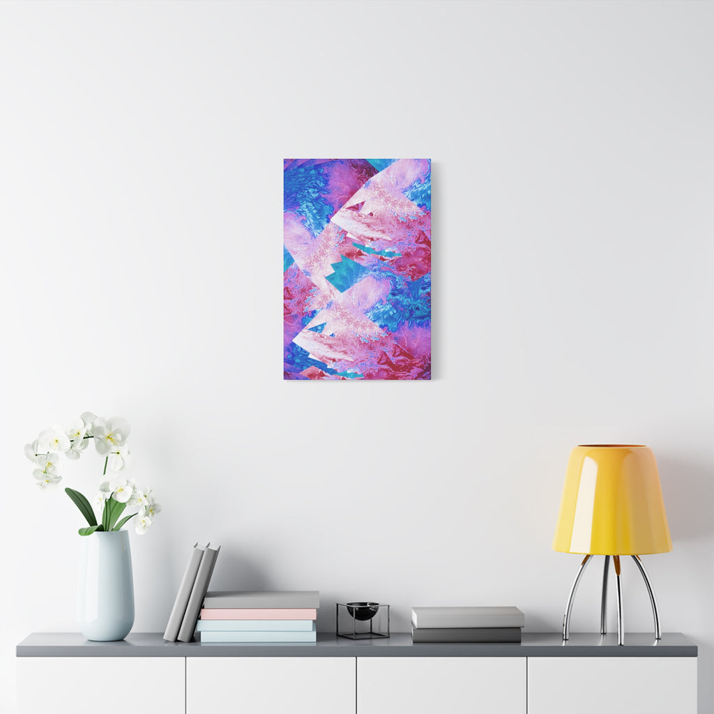 Trippy Pink and Blue Fractal Canvas Art | Surreal Abstract Sacred Geometry Wall Decor