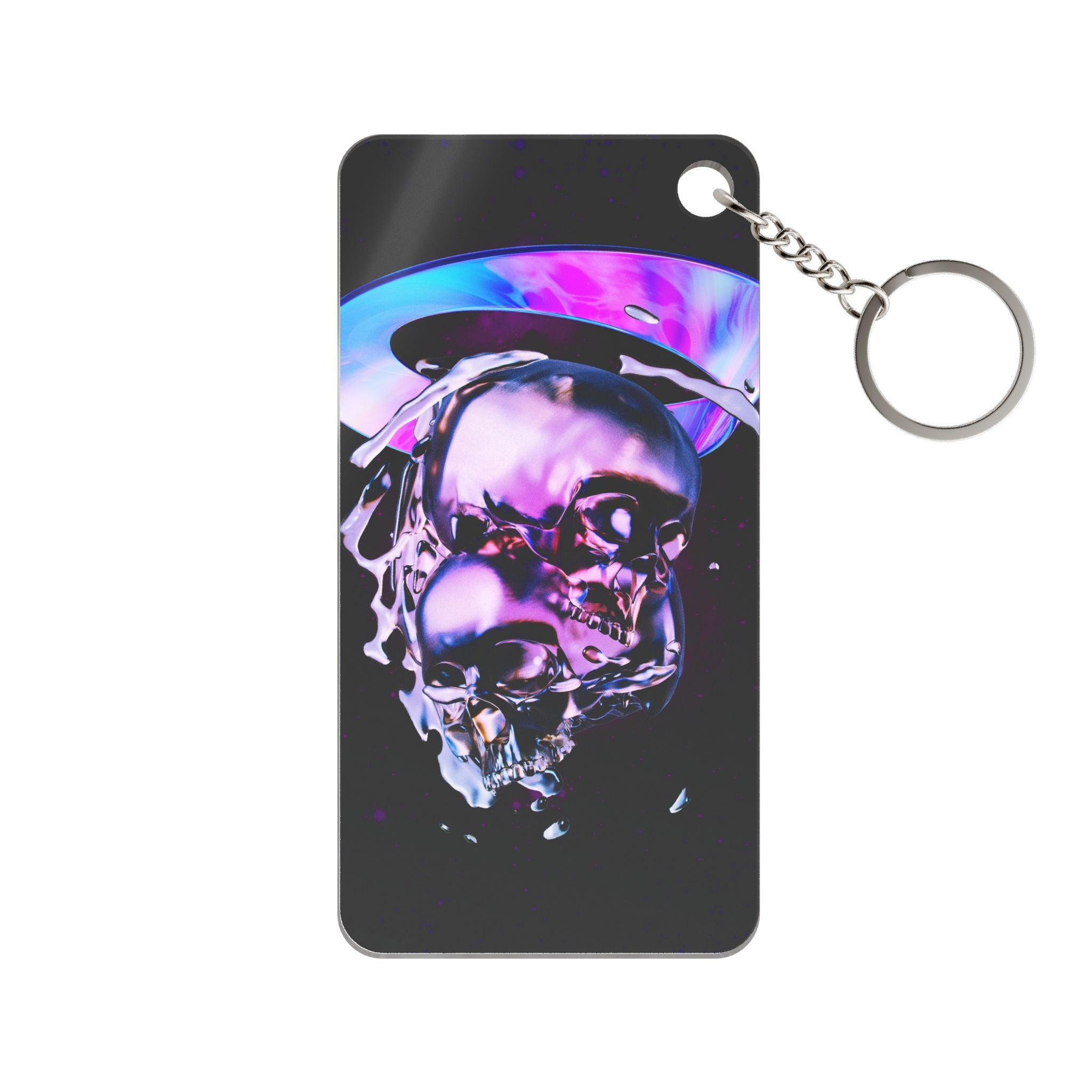 Melted Skeleton Skulls Keychain - Cosmic Skull Acrylic Charm