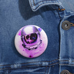 Astronaut Skeleton Skull Pin - Dark Space Art Button