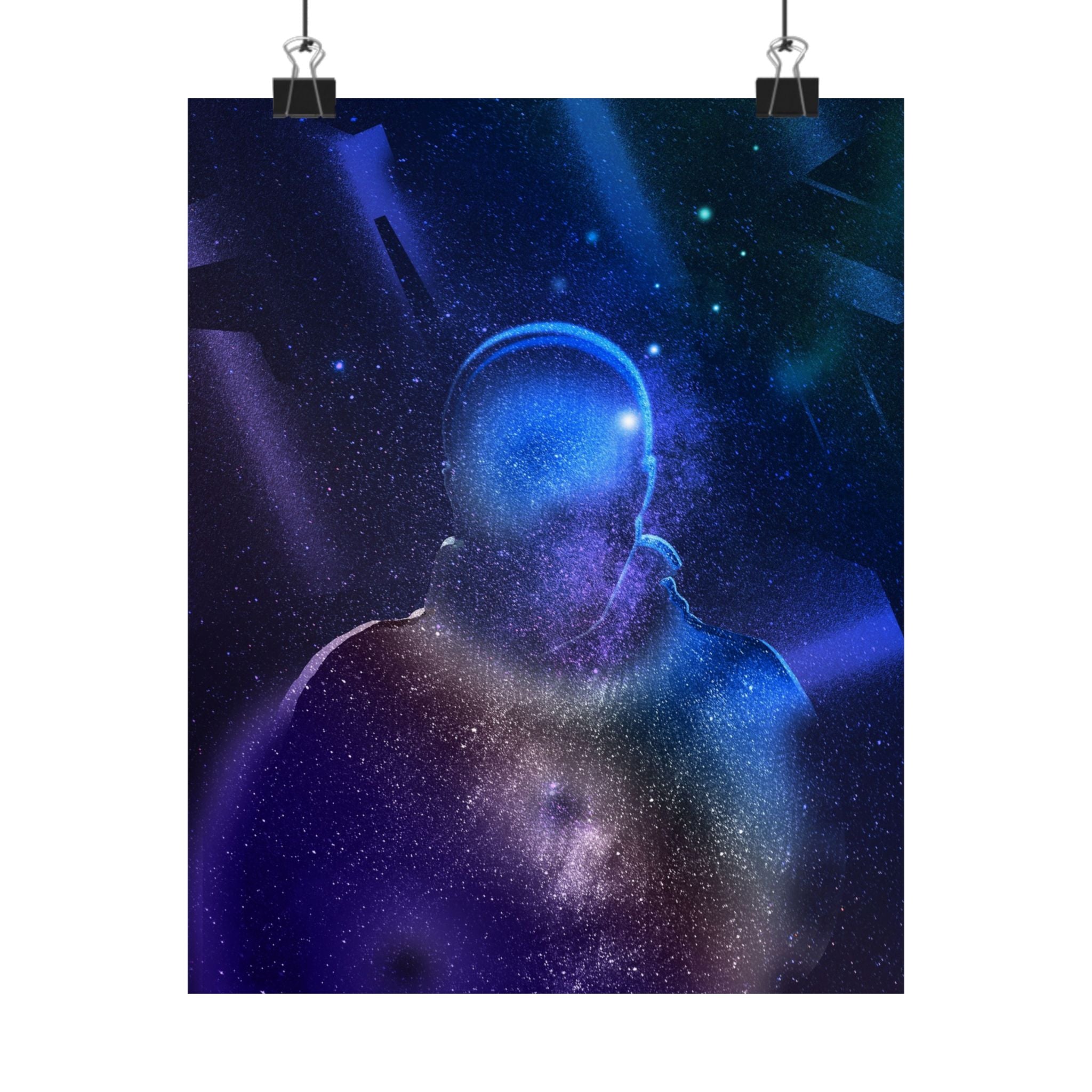 Figure in Space Poster - Cosmic Silhouette Art Print