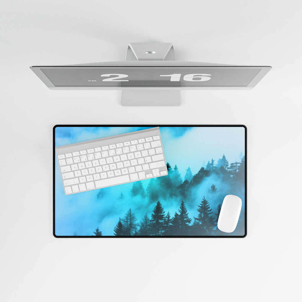 Misty Blue Mountain Fog Mouse Pad - Landscape Desk Mat