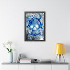 Blue Flame Skull Framed Poster - Gothic Fire Skull Wall Art