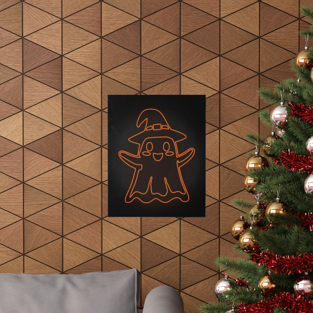 Cute Ghost Halloween Poster Print - Friendly Spooky Art
