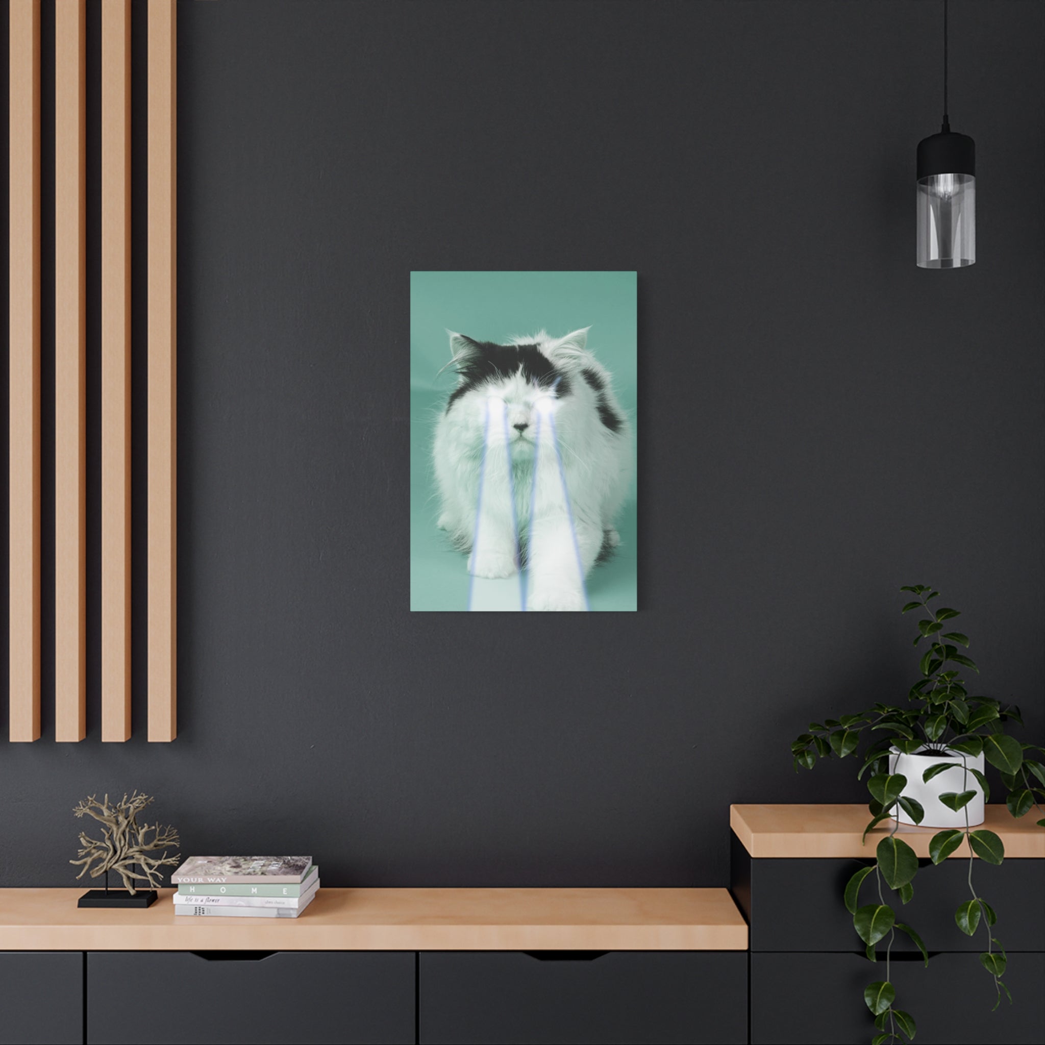 Laser Cat Canvas Wall Art - Funny Sci-Fi Space Feline Decor