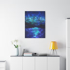 Cosmic Frosted City Canvas Art - Winter Metropolitan Nightscape