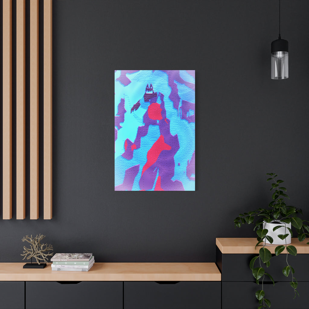 Retro Ice Cave Canvas Wall Art - Cool-Toned Glitch Winter Decor