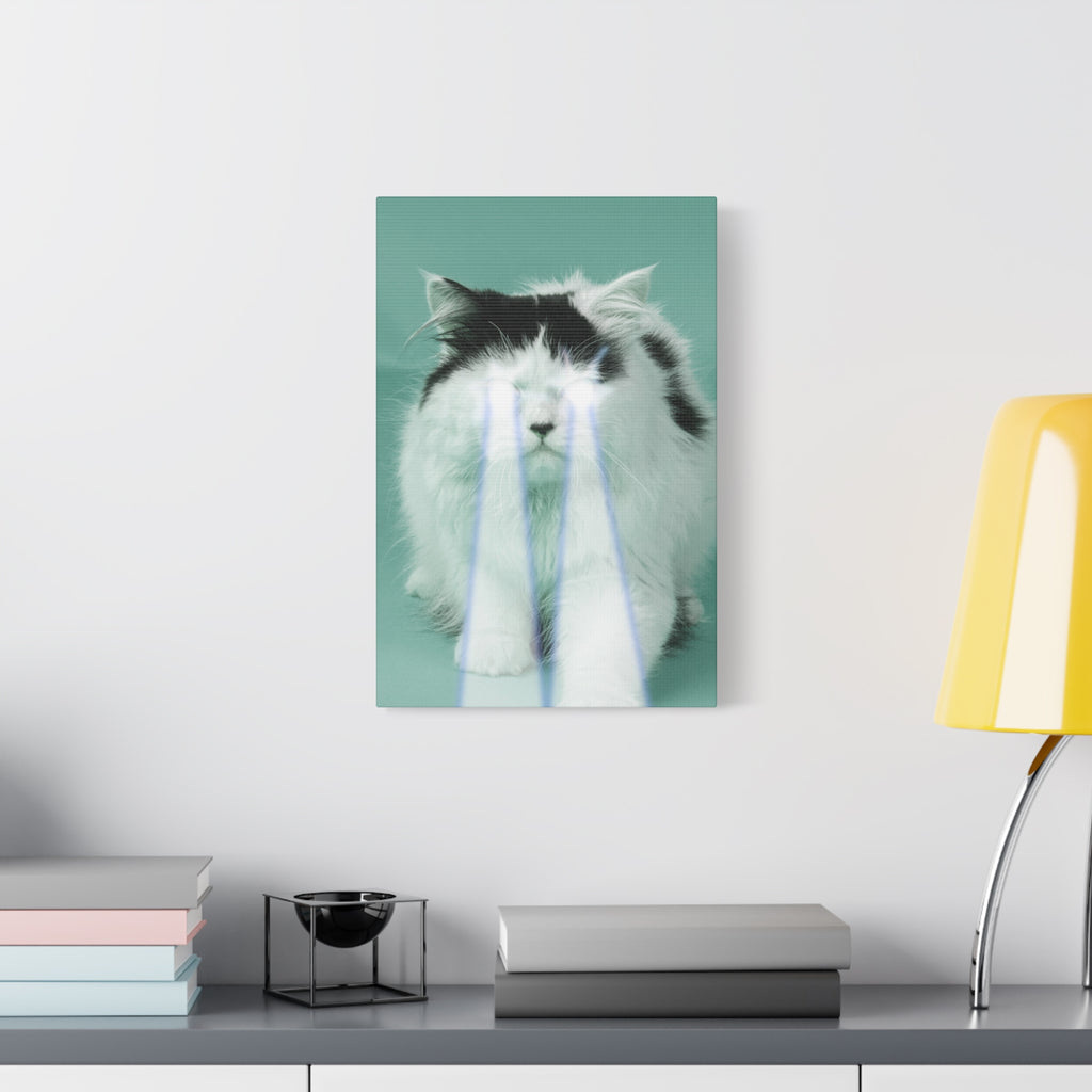 Laser Cat Canvas Wall Art - Funny Sci-Fi Space Feline Decor