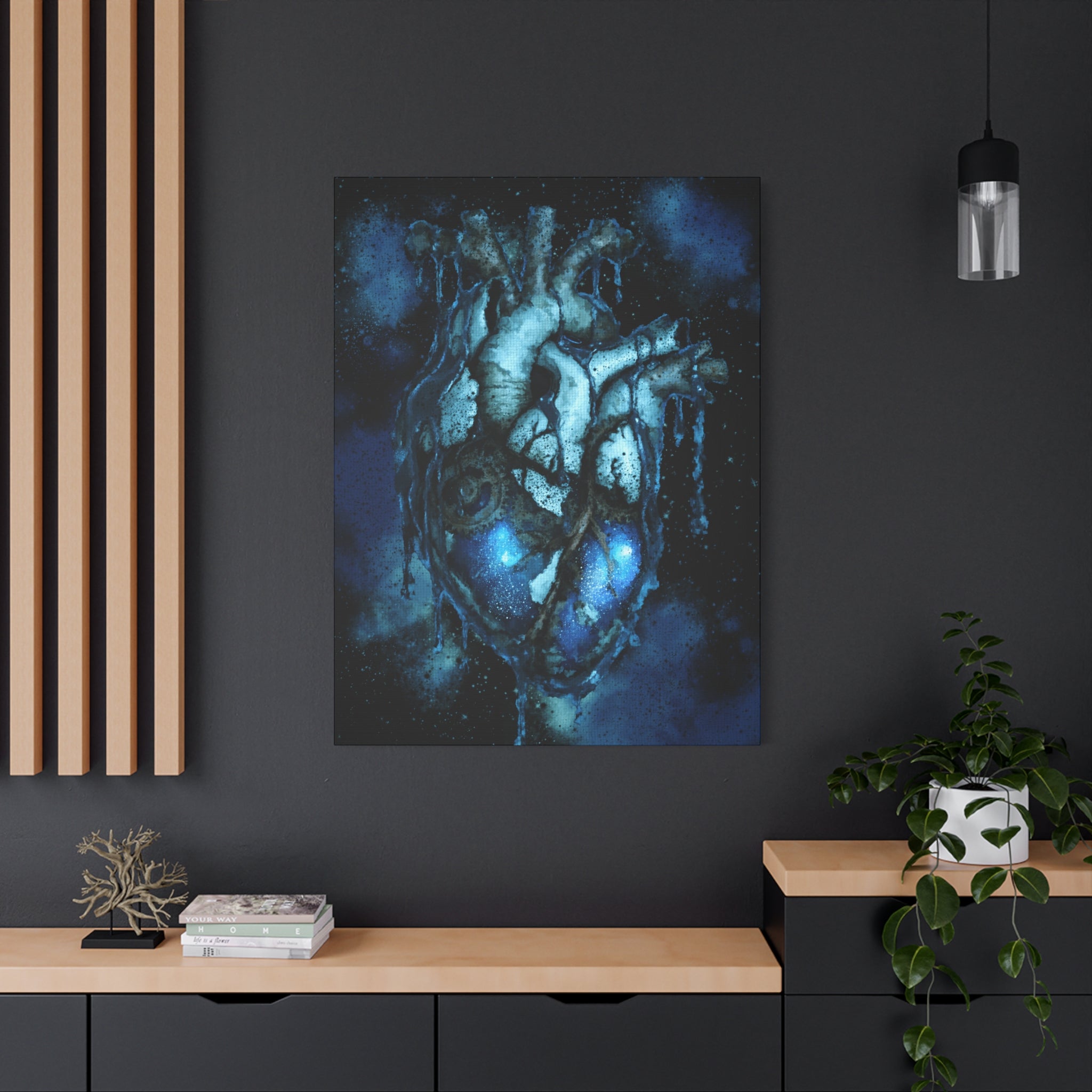 Galaxy Heart Canvas Wall Art - Cosmic Anatomical Space Love Decor