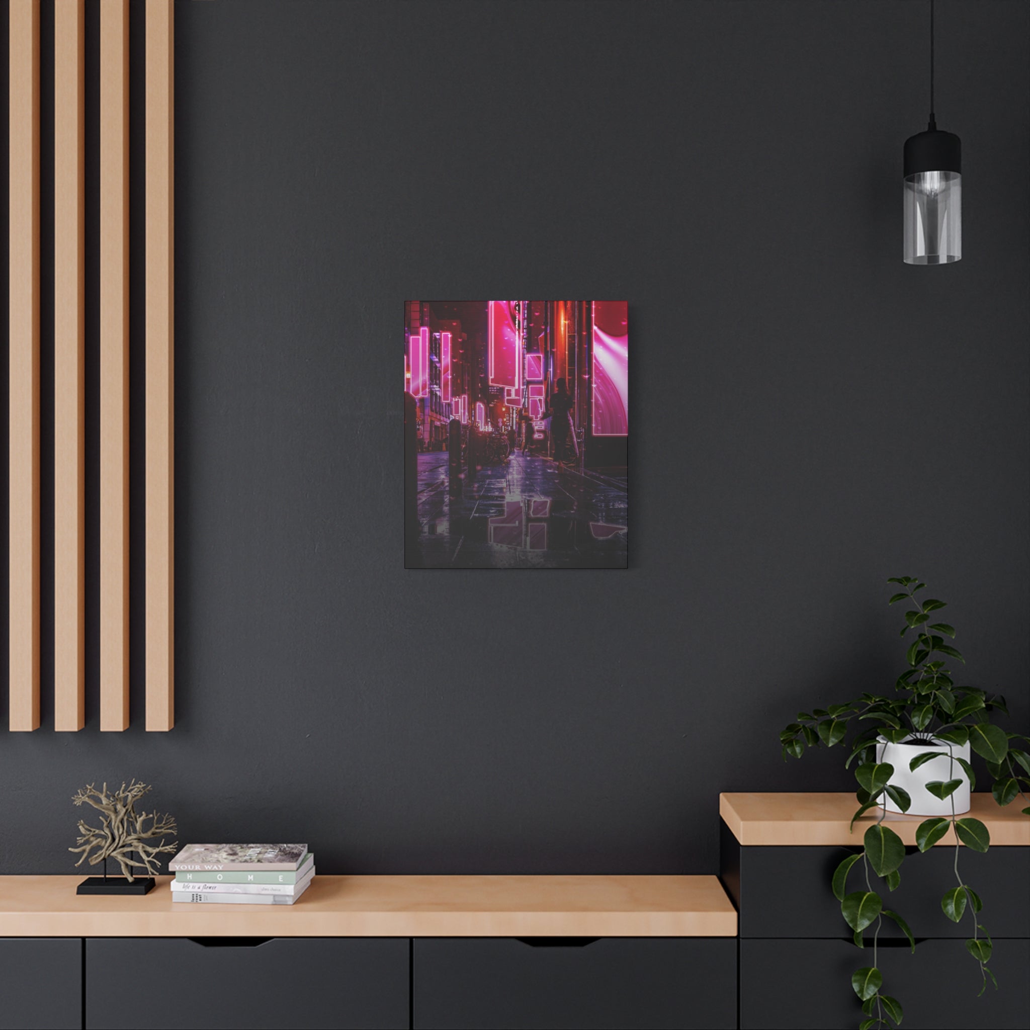 Japanese City Punk FX.3 Canvas Wall Art - Cyberpunk Tokyo Street Decor
