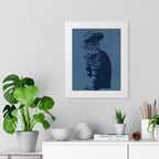 Grey Tabby Cat Framed Poster - Cute Pet Portrait Wall Art