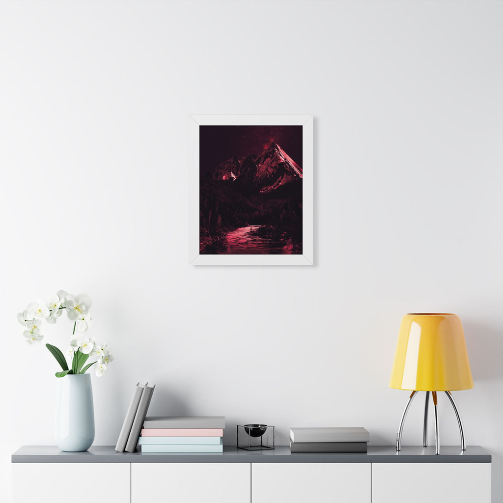 Red Mountain Lake Framed Poster - Nature Landscape Wall Art