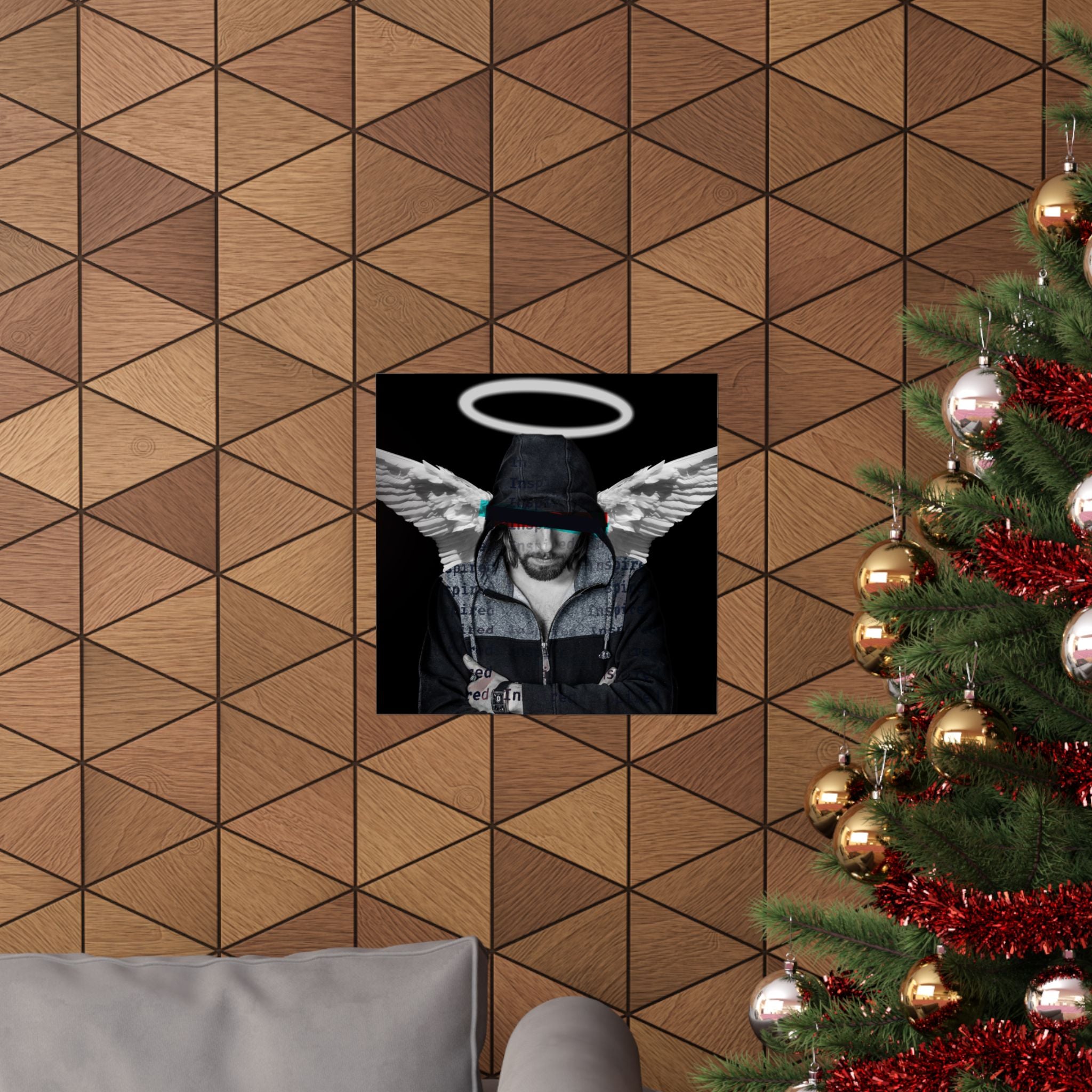 Modern Angel Poster - Black & White Geometric Wings Art Print