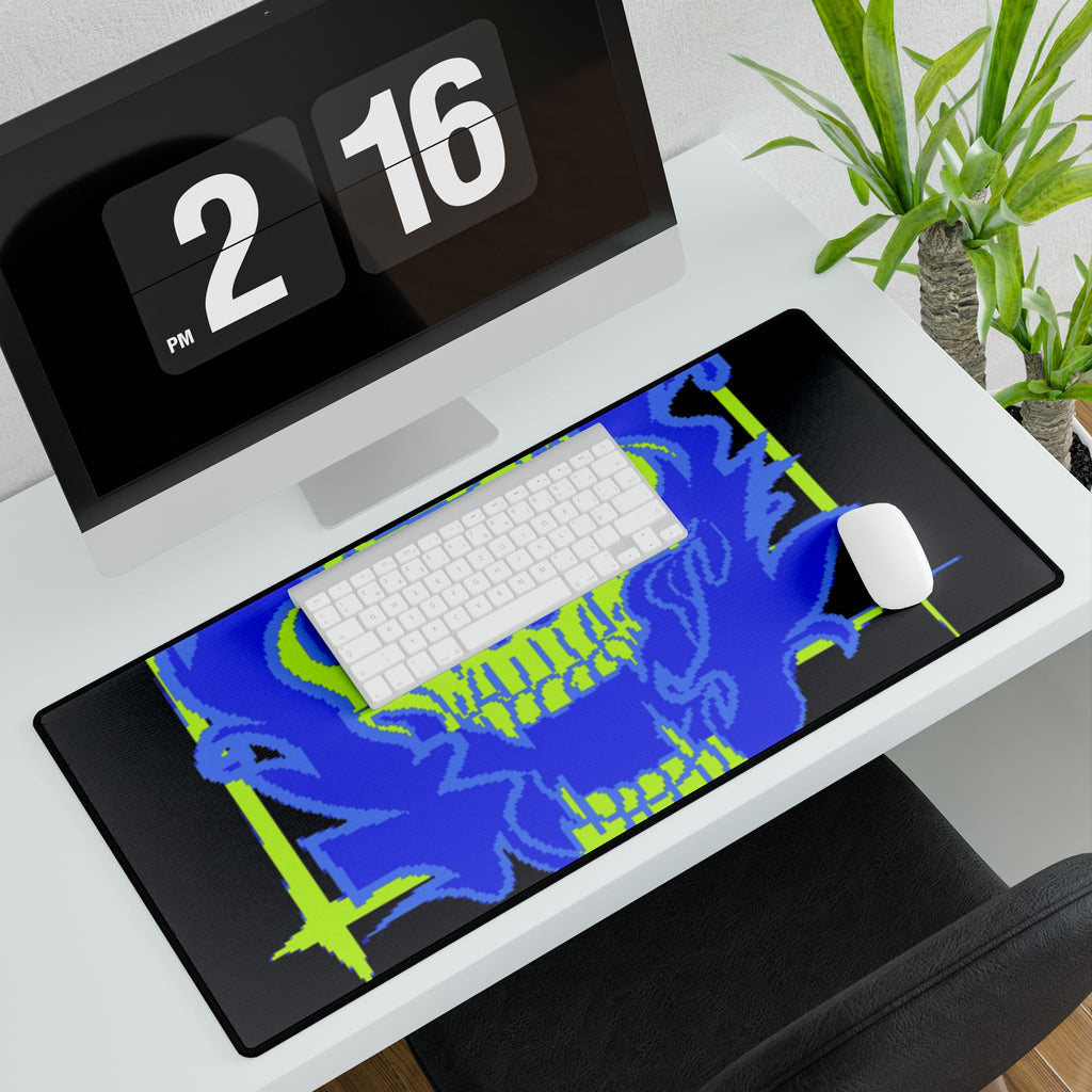 Skull of Mental Fire Desk Mat - Psychedelic Flaming Skull Mouse Pad