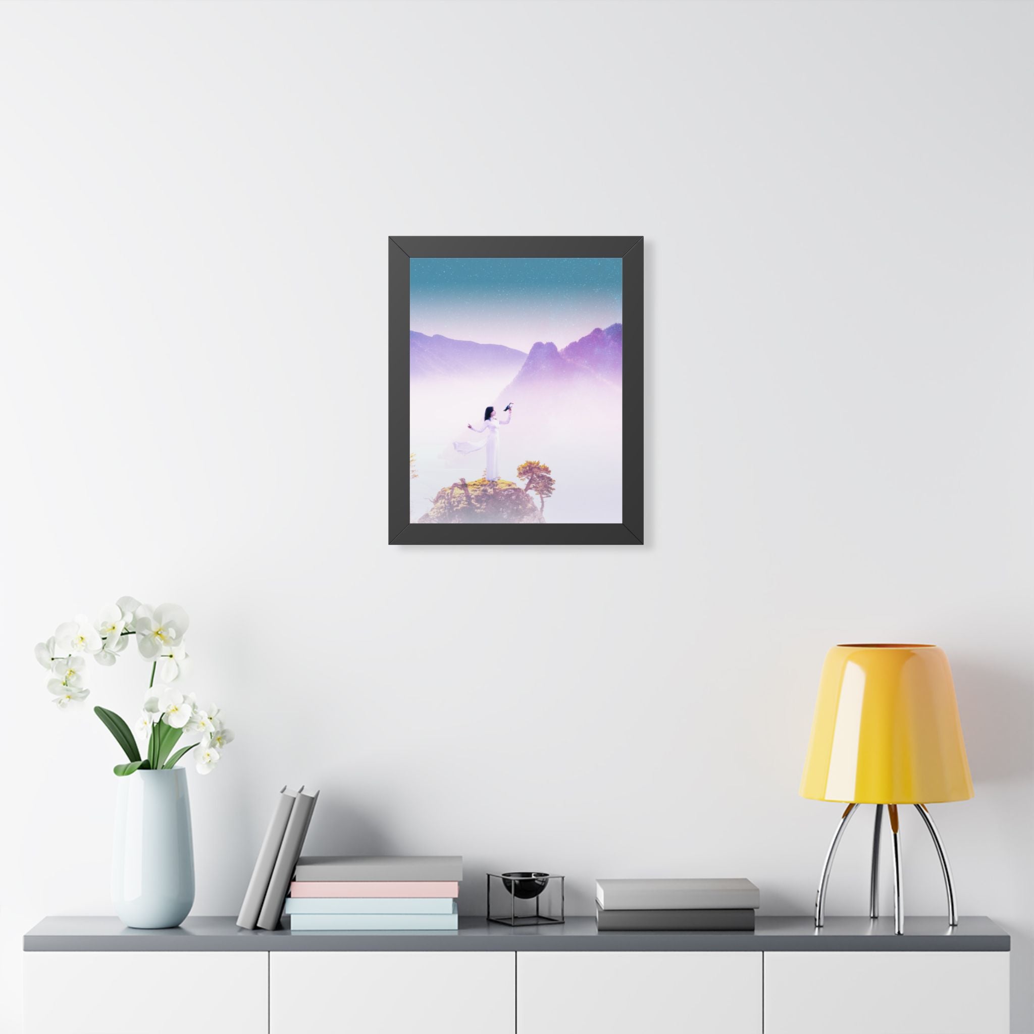 Mountain Spirit Framed Poster - Misty Landscape Nature Wall Art