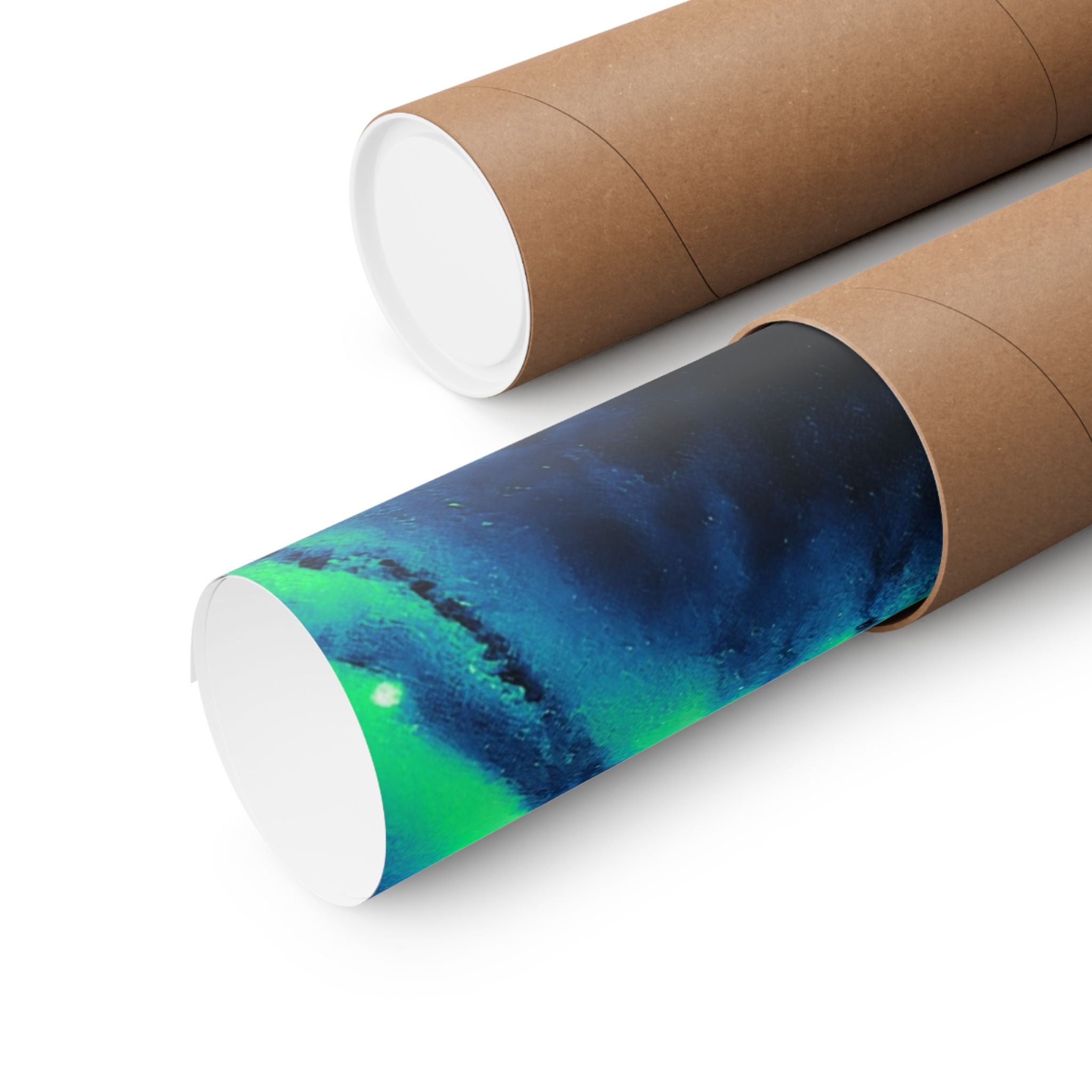 Vaporwave Green and Blue Spiral Galaxy Matte Poster Print
