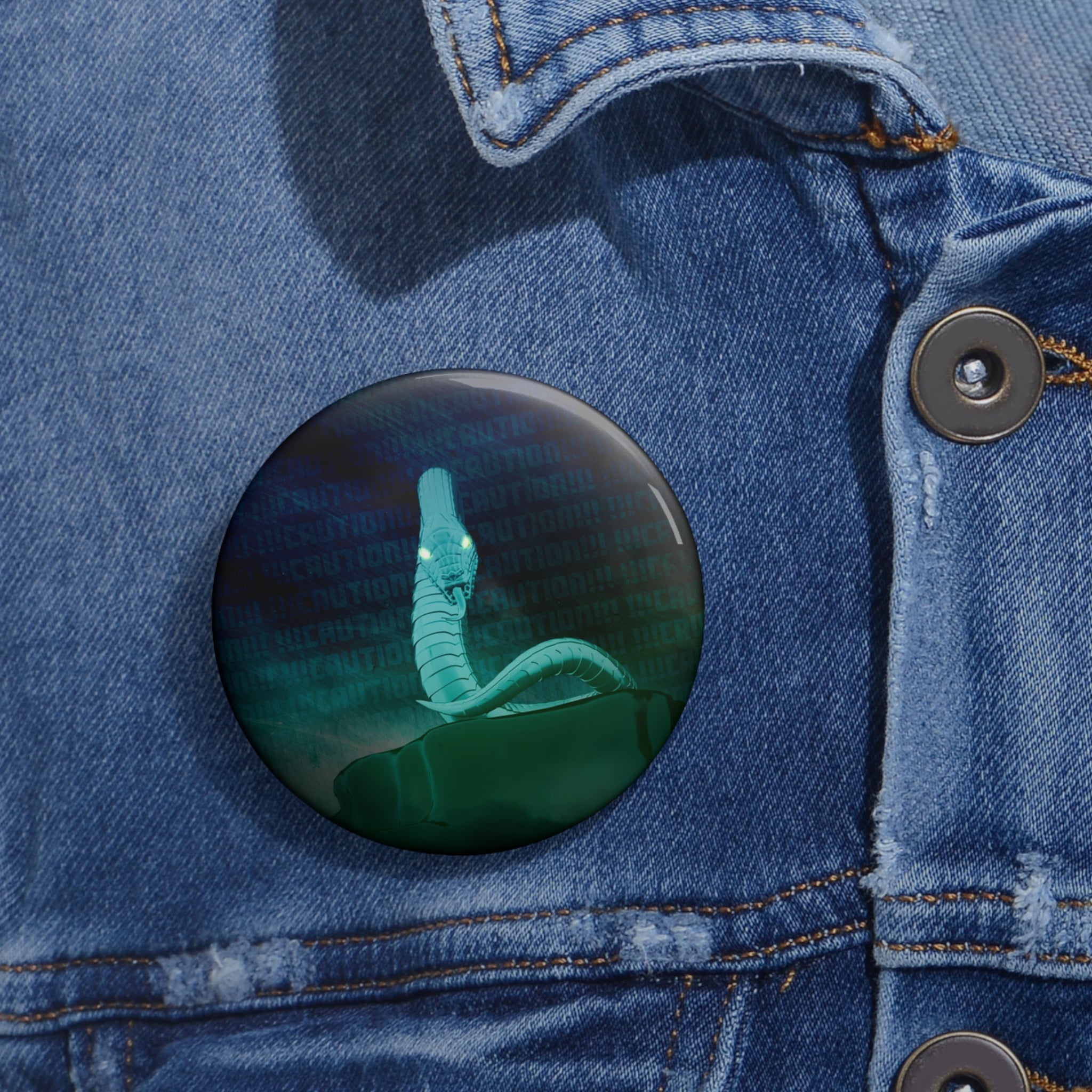 Snake Bite Pin - Dark Gothic Serpent Art Button