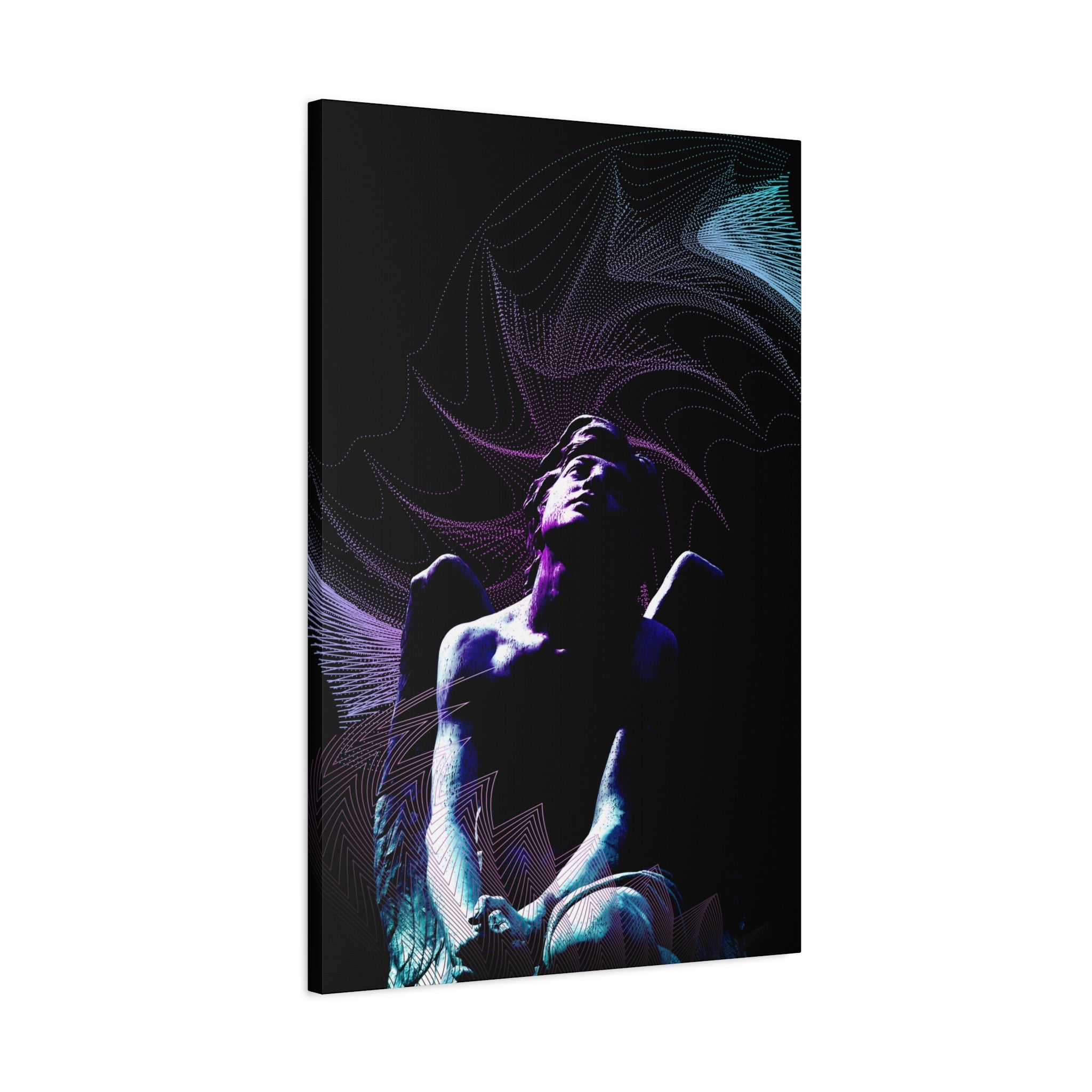 Skybound Canvas Wall Art - Surreal Angel Figure in the Clouds