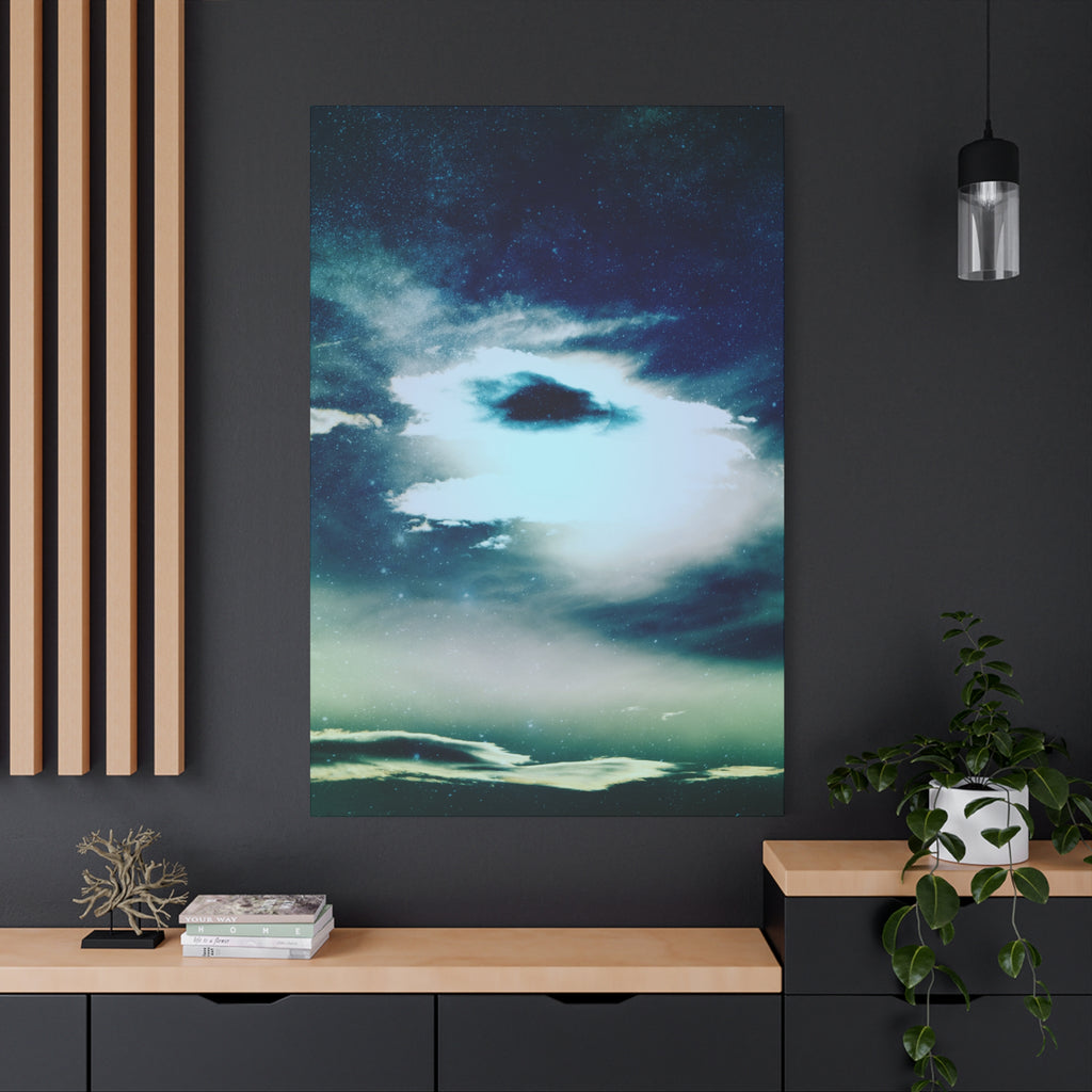 Sunset Space Mountains Canvas Art | Retro Vaporwave Galactic Landscape Wall Decor