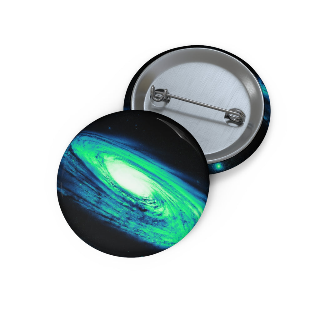Vaporwave Spiral Galaxy Blue Green Art Pin