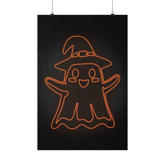 Cute Ghost Halloween Poster Print - Friendly Spooky Art