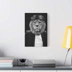 Lion in a Suit Canvas Wall Art - Modern Quirky Animal Portrait