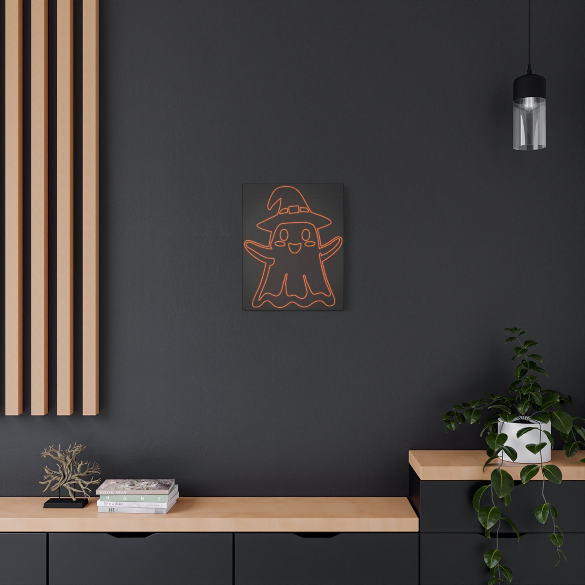 Cute Ghost Canvas Wall Art - Halloween Kids Room Decor