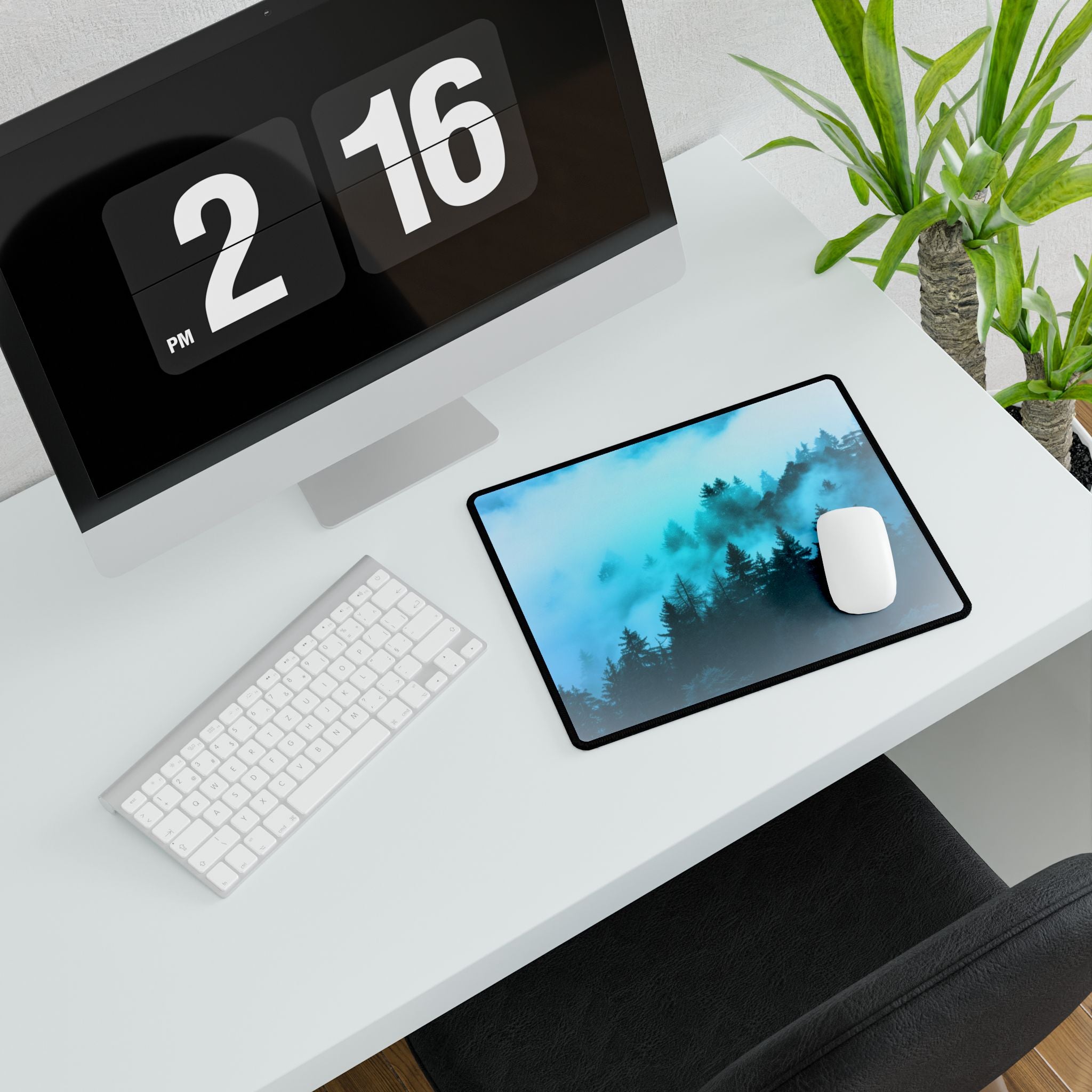 Blue Mountain Fog Mouse Pad - Misty Landscape Desk Mat
