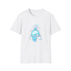 Neon Blue Glitch Triangle Skull Tee - Pastel Vaporwave CRT Shirt