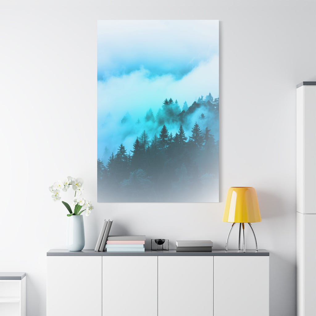 Blue Mountain Fog Canvas Art - Tranquil Blue Ridge Decor