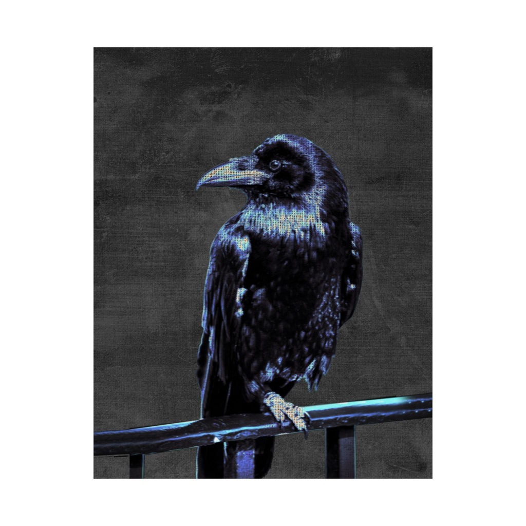 Blue Crow Poster Print - Surreal Raven Bird Art