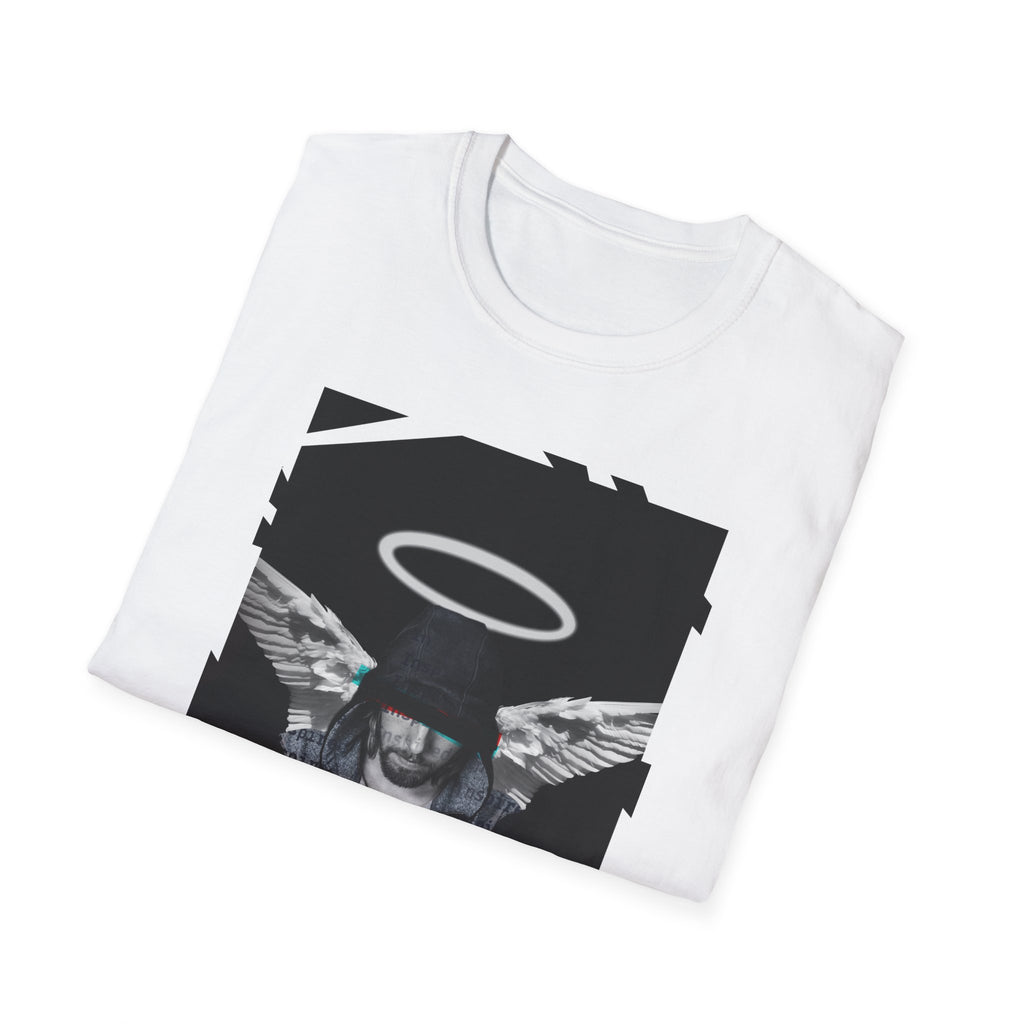Modern Angel Graphic Tee - Black & White Geometric Wings Shirt