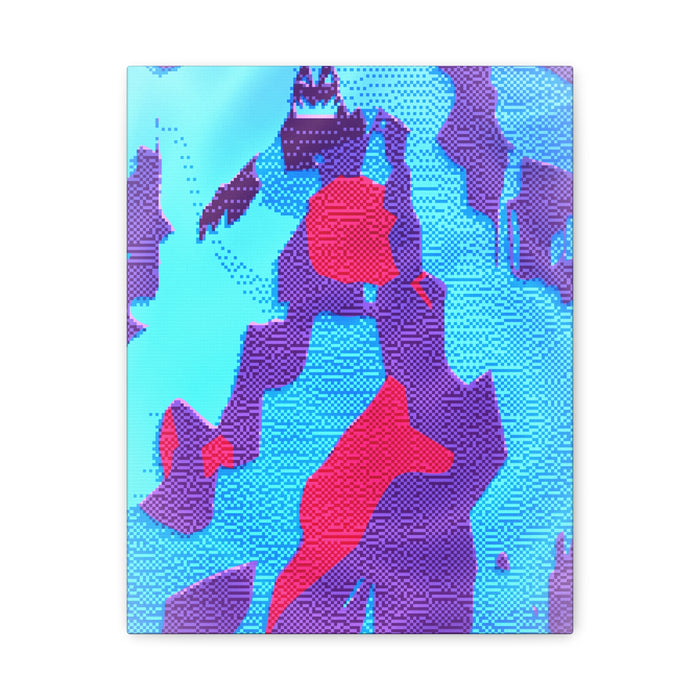 Retro Ice Cave Canvas Wall Art - Cool-Toned Glitch Winter Decor