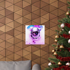Astronaut Skeleton Skull Poster Print - Neon Space Skull Art
