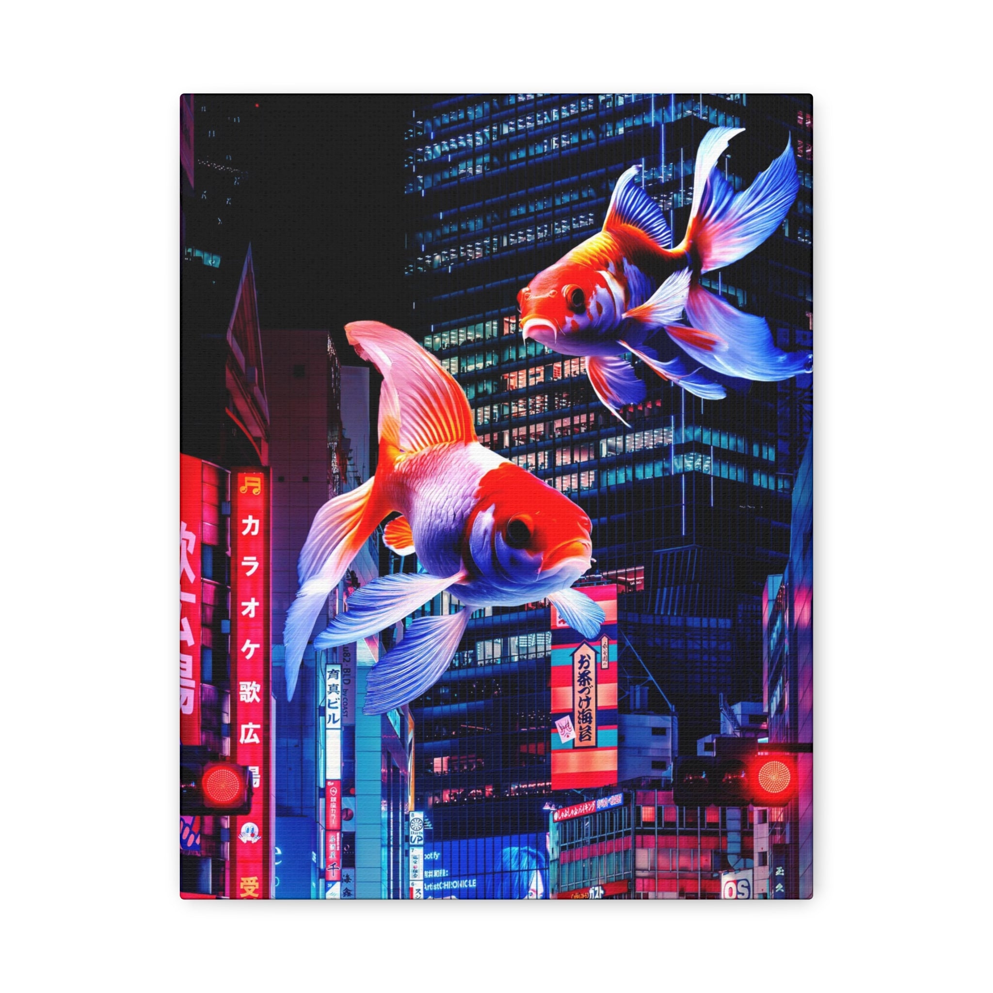 Japanese City Punk FX.2 Canvas Wall Art - Neon Japan Cyberpunk Street